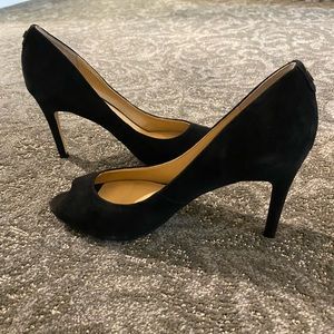 Ivanka Peep Toe Suede Black Heels Size 7.5